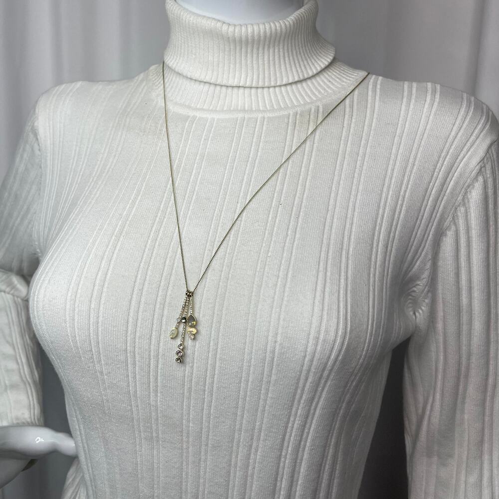 LOFT Ann Taylor pendant necklace gold tone long signed costume jewelry